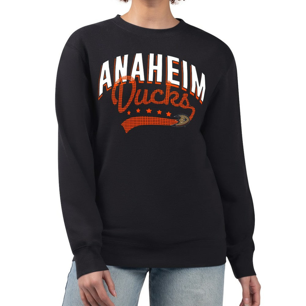 Anaheim Ducks G-III 4Her by Carl Banks Women's Filigree Team Graphic Fleece Pullover Sweatshirt Black