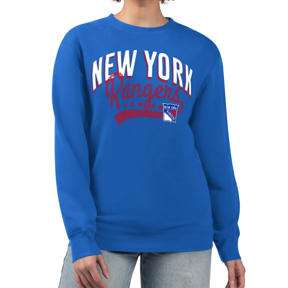 New York Rangers G-III 4Her by Carl Banks Women's Filigree Team Graphic Fleece Pullover Sweatshirt Blue