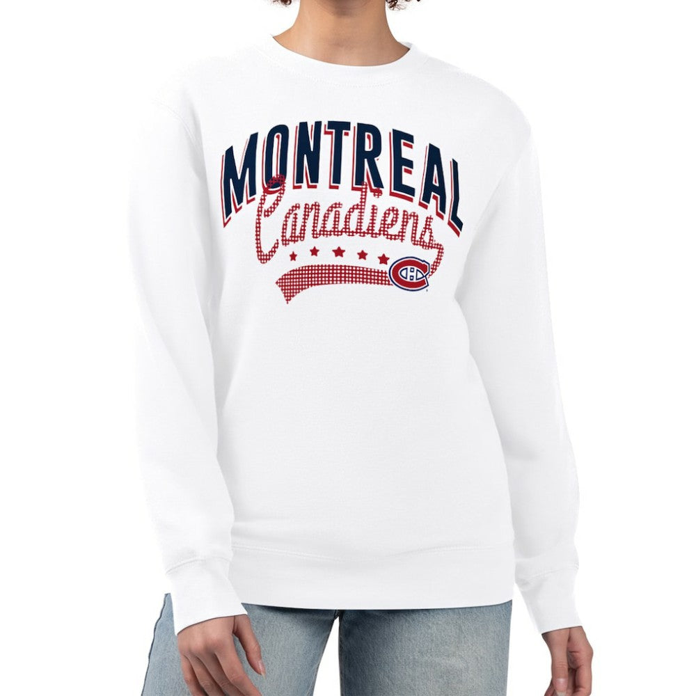 Montreal Canadiens G-III 4Her by Carl Banks Women's Filigree Team Graphic Fleece Pullover Sweatshirt White