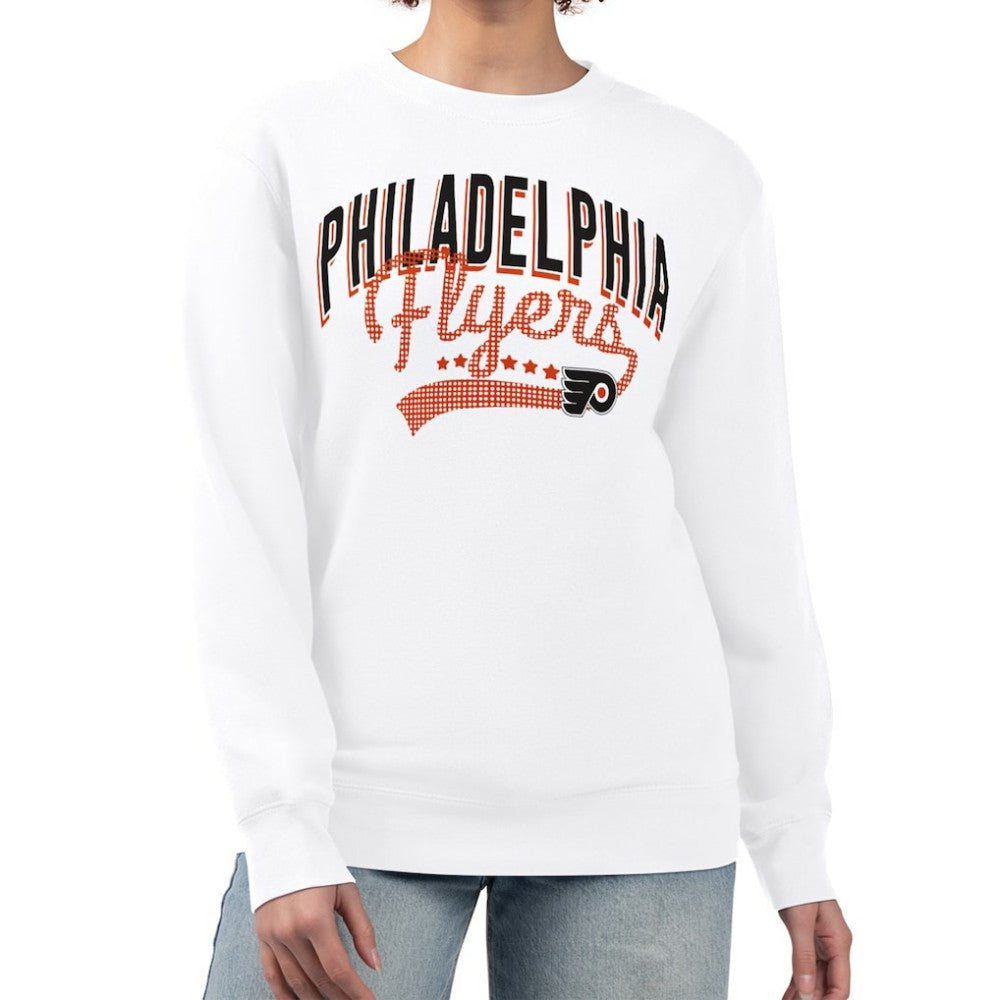 Philadelphia Flyers G-III 4Her by Carl Banks Women's Filigree Team Graphic Fleece Pullover Sweatshirt White