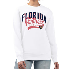 Florida Panthers G-III 4Her by Carl Banks Women's Filigree Team Graphic Fleece Pullover Sweatshirt White
