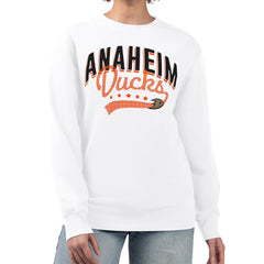 Anaheim Ducks G-III 4Her by Carl Banks Women's Filigree Team Graphic Fleece Pullover Sweatshirt White