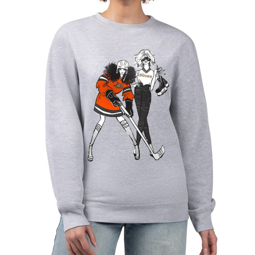 Anaheim Ducks G-III 4Her by Carl Banks Women's Hockey Girls Team Graphic Fleece Pullover Sweatshirt Heather Gray