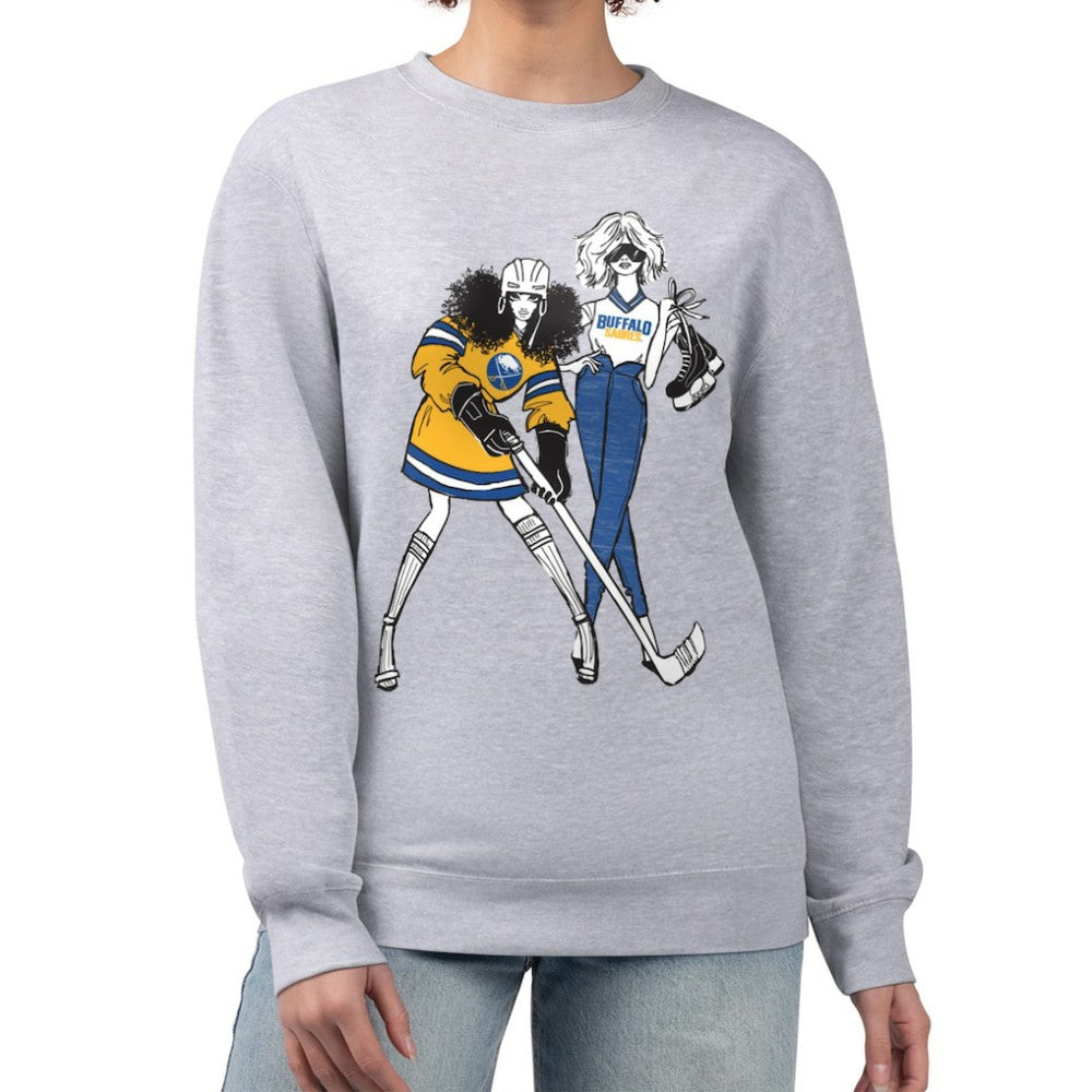 Buffalo Sabres G-III 4Her by Carl Banks Women's Hockey Girls Team Graphic Fleece Pullover Sweatshirt Heather Gray