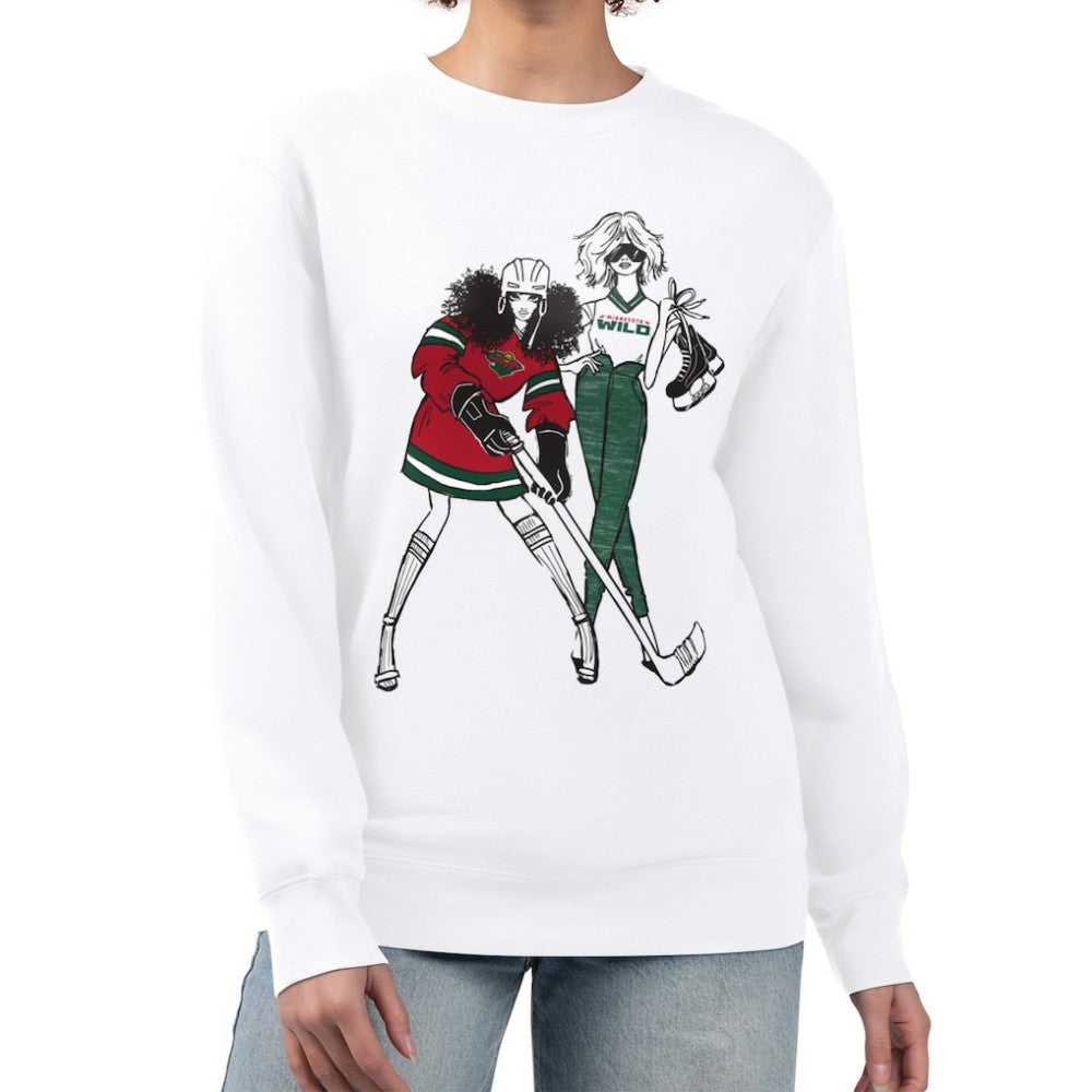 Minnesota Wild G-III 4Her by Carl Banks Women's Hockey Girls Team Graphic Fleece Pullover Sweatshirt White