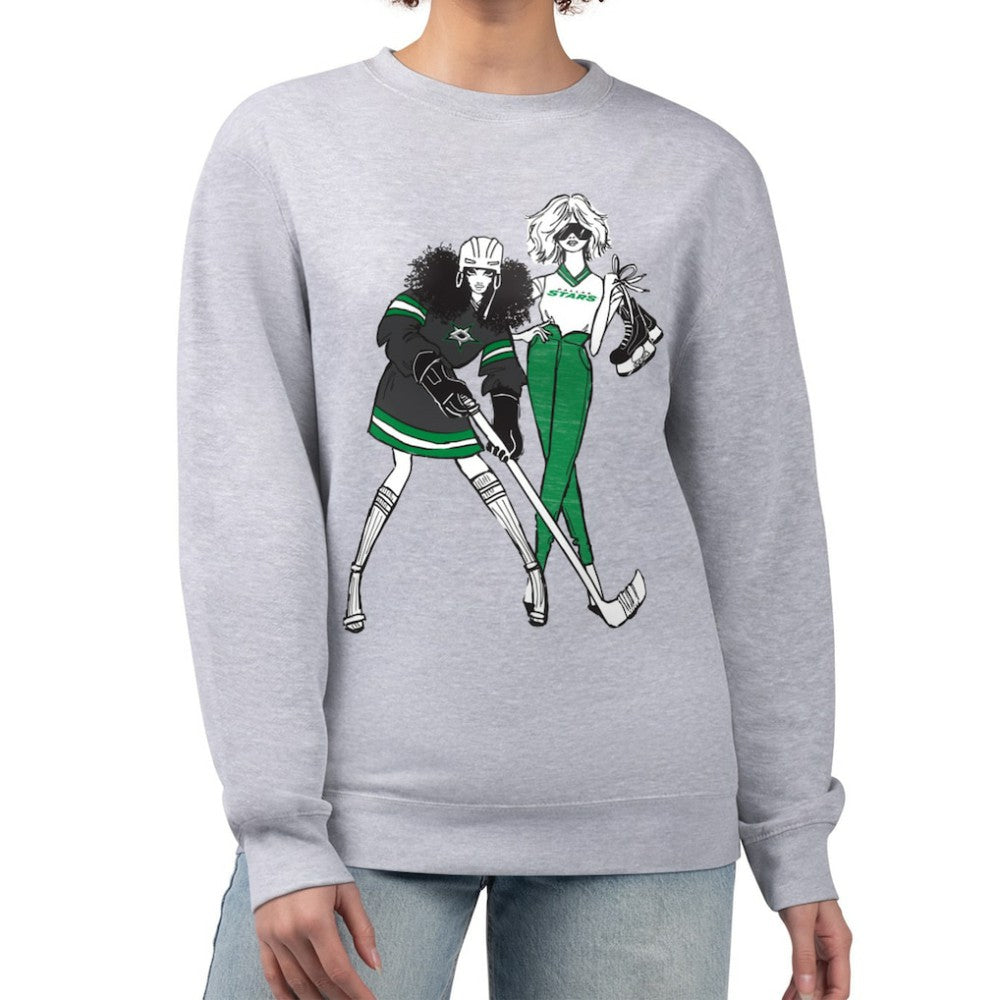 Dallas Stars G-III 4Her by Carl Banks Women's Hockey Girls Team Graphic Fleece Pullover Sweatshirt Heather Gray