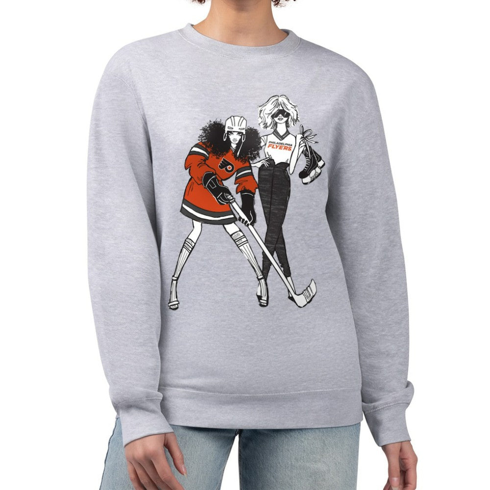 Philadelphia Flyers G-III 4Her by Carl Banks Women's Hockey Girls Team Graphic Fleece Pullover Sweatshirt Heather Gray