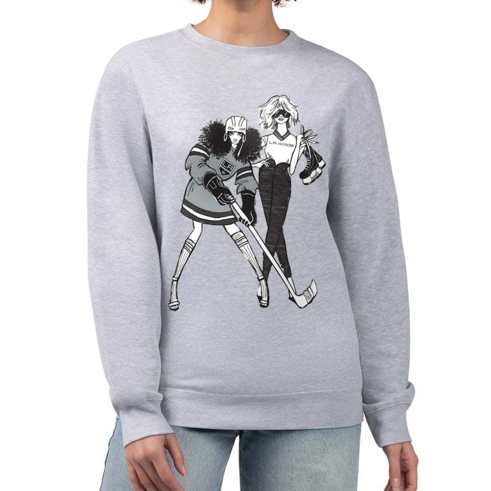 Los Angeles Kings G-III 4Her by Carl Banks Women's Hockey Girls Team Graphic Fleece Pullover Sweatshirt Heather Gray