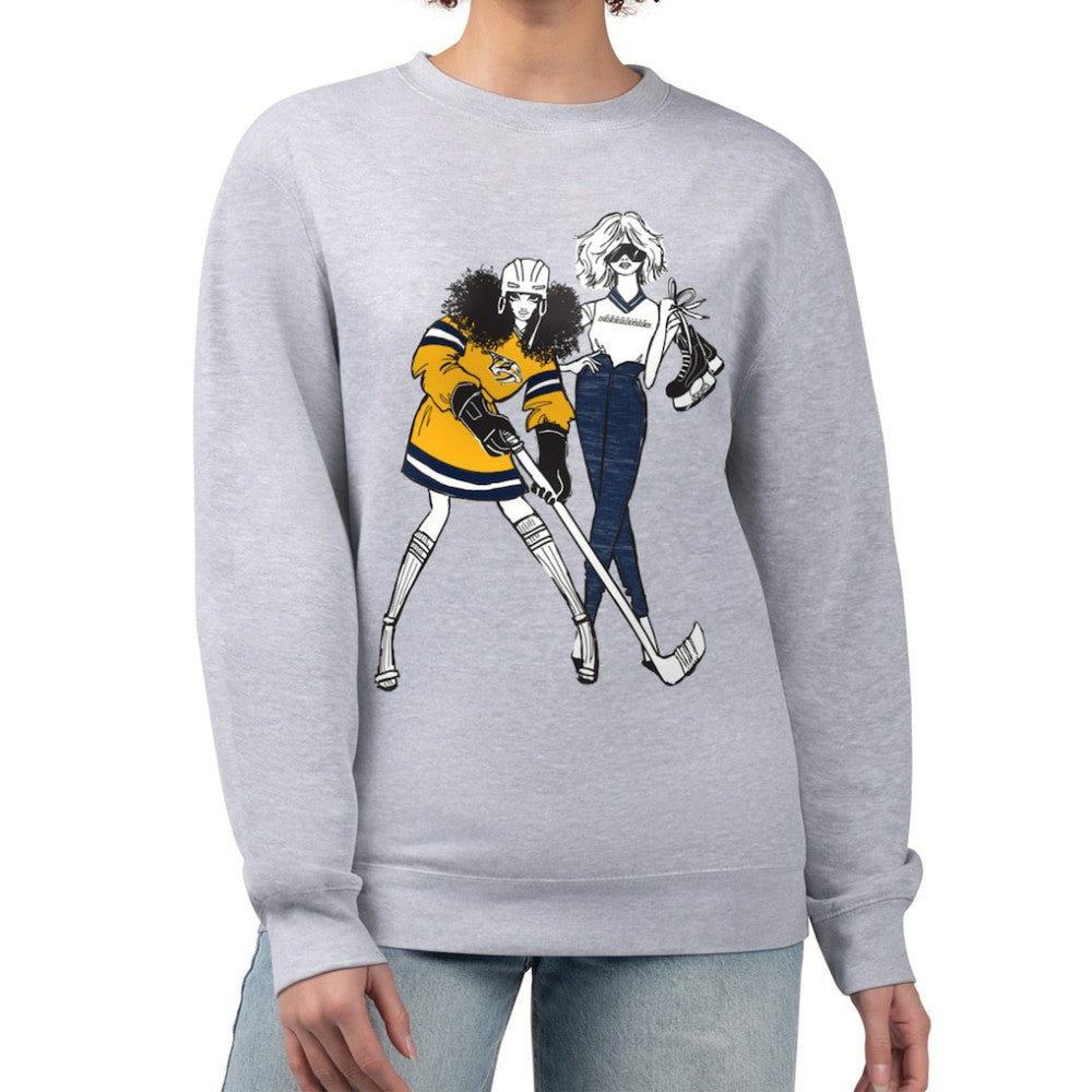 Nashville Predators G-III 4Her by Carl Banks Women's Hockey Girls Team Graphic Fleece Pullover Sweatshirt Heather Gray
