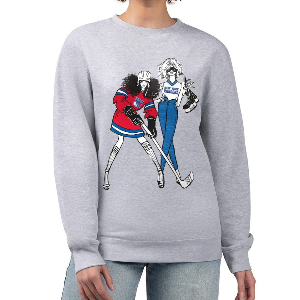New York Rangers G-III 4Her by Carl Banks Women's Hockey Girls Team Graphic Fleece Pullover Sweatshirt Heather Gray