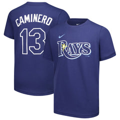 Junior Caminero Tampa Bay Rays Youth Name & Number T-Shirt Navy | Nike