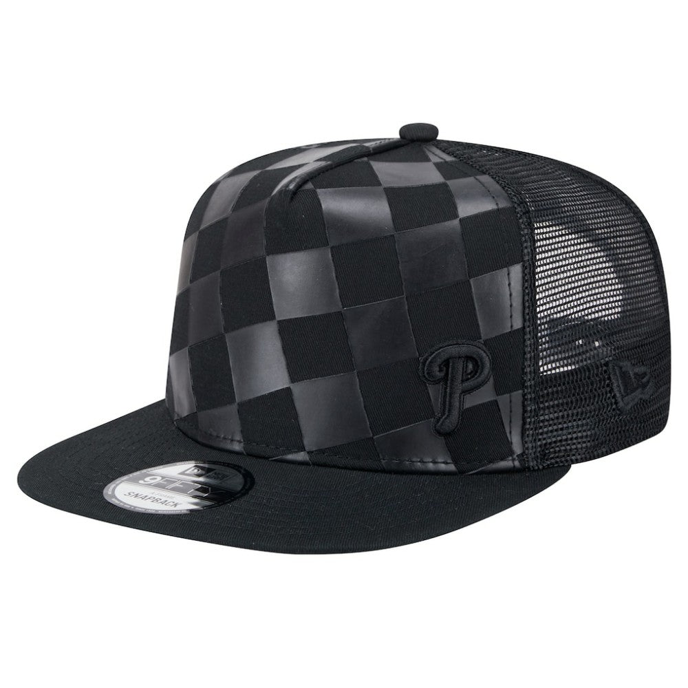 Philadelphia Phillies Score Check 9FIFTY A-Frame Trucker Snapback Hat Black | New Era