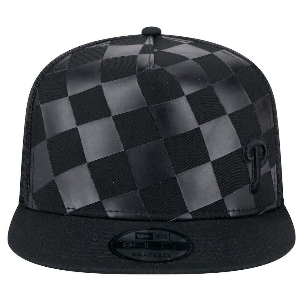 Philadelphia Phillies Score Check 9FIFTY A-Frame Trucker Snapback Hat Black | New Era