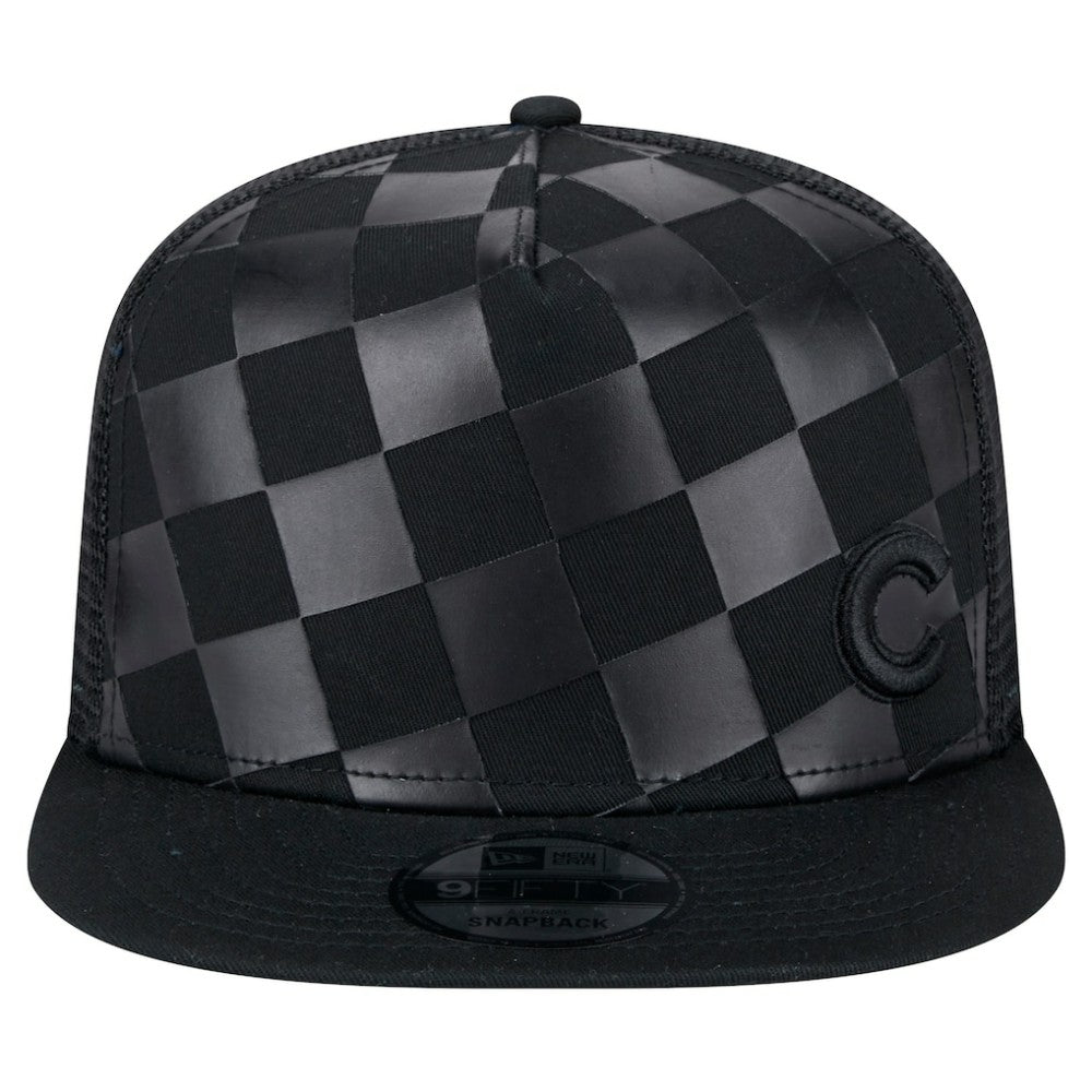 Chicago Cubs Score Check 9FIFTY A-Frame Trucker Snapback Hat Black | New Era