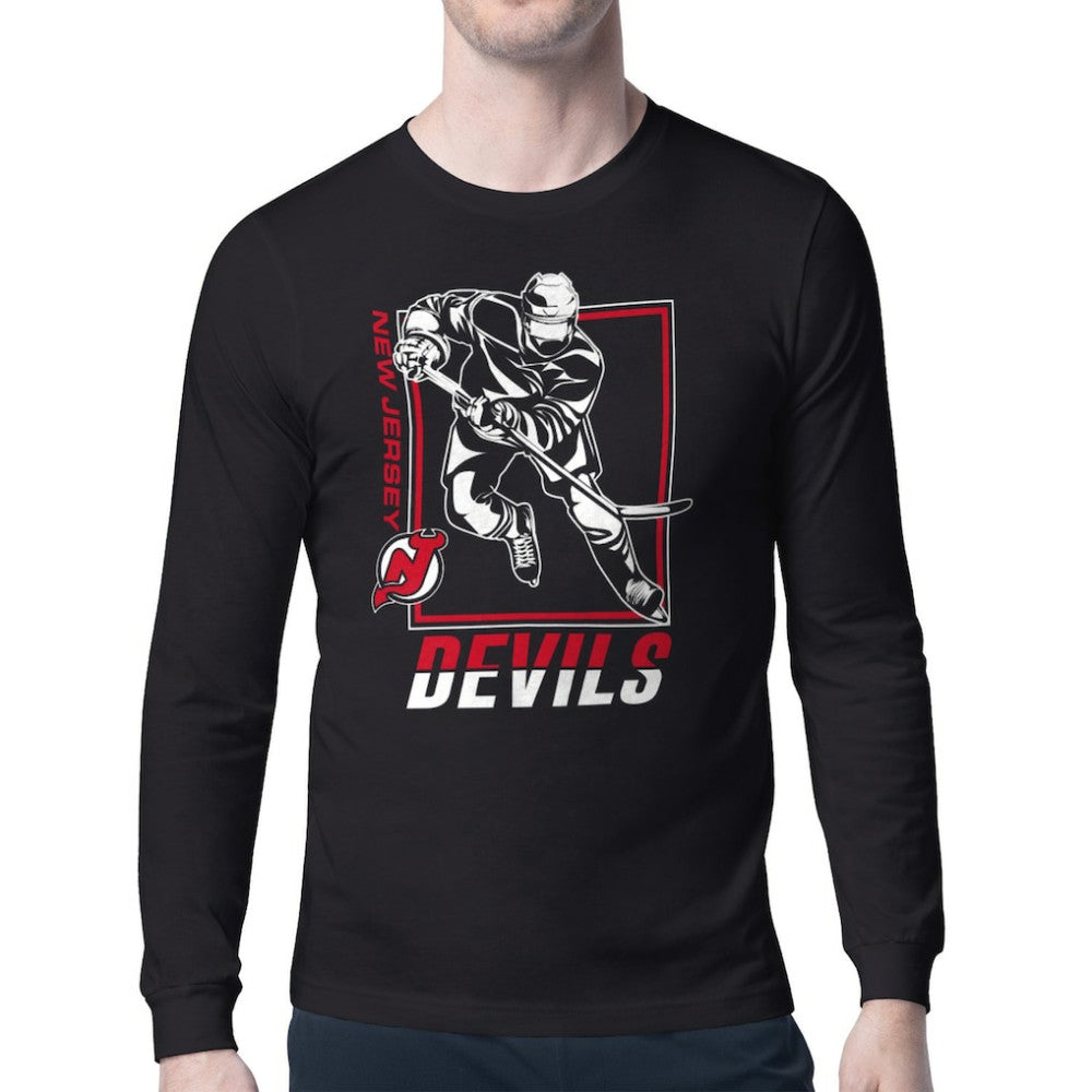 New Jersey Devils Starter Player Grid Long Sleeve T-Shirt Black