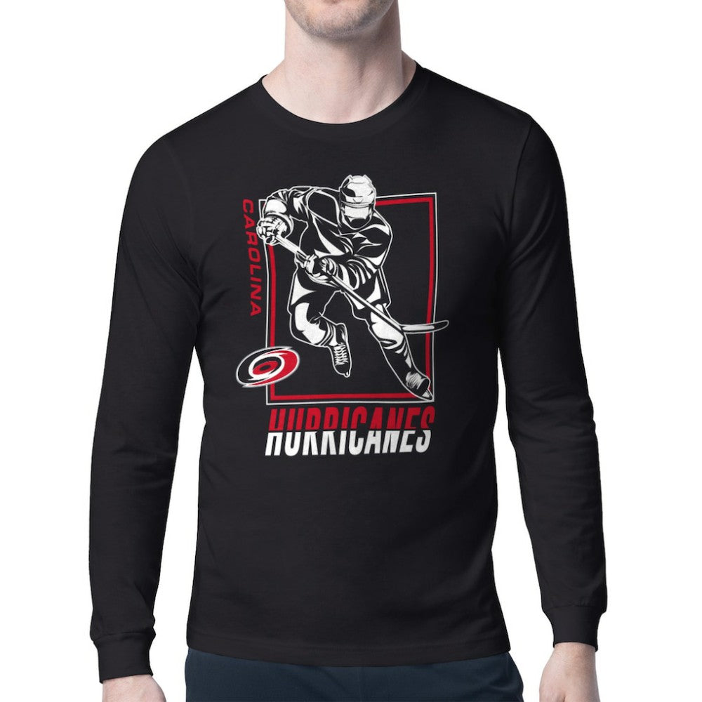 Carolina Hurricanes Starter Player Grid Long Sleeve T-Shirt Black