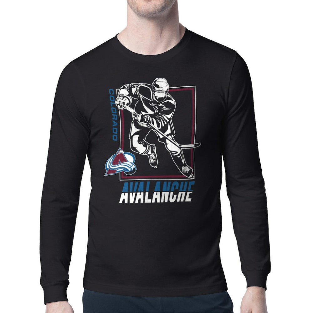 Colorado Avalanche Starter Player Grid Long Sleeve T-Shirt Black