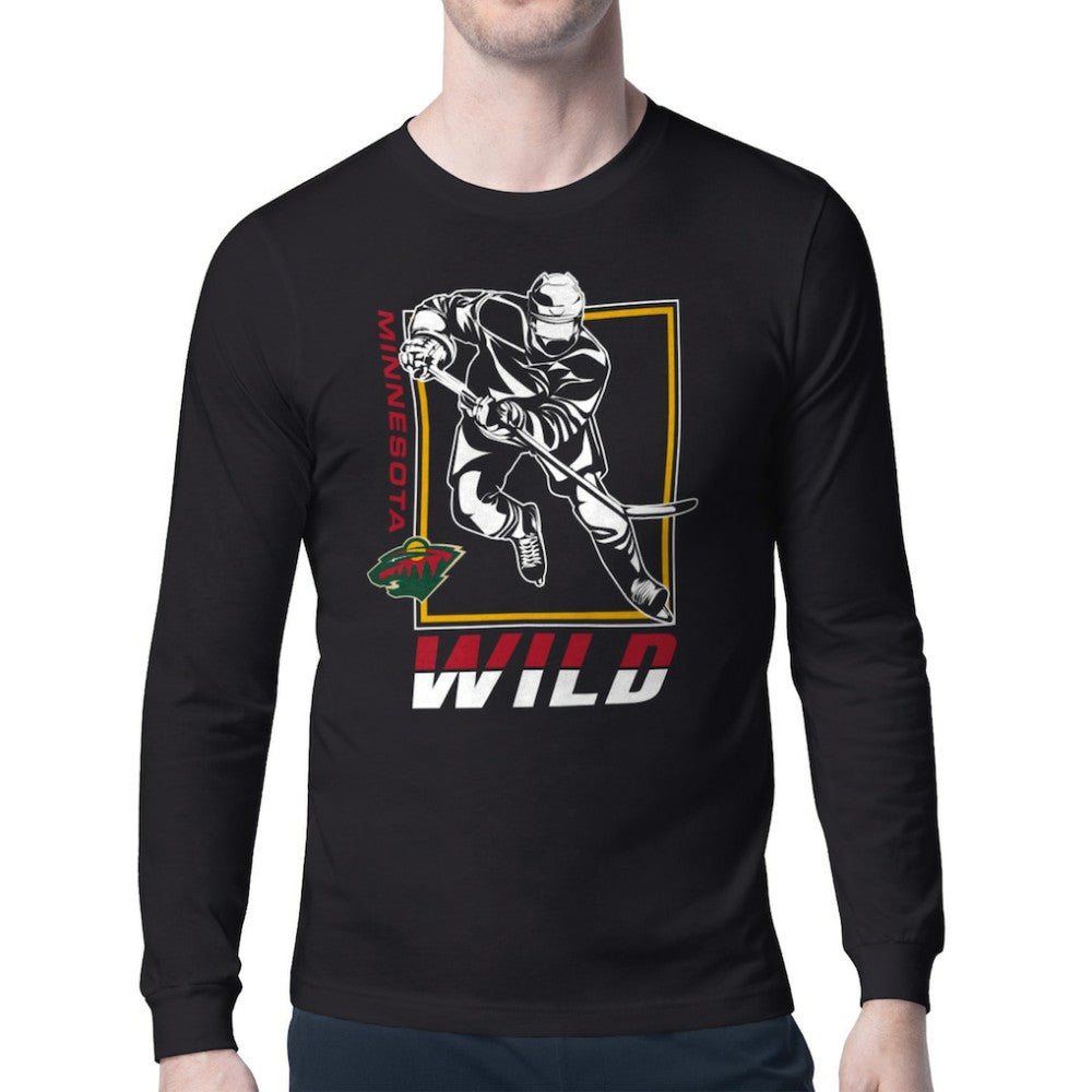 Minnesota Wild Starter Player Grid Long Sleeve T-Shirt Black