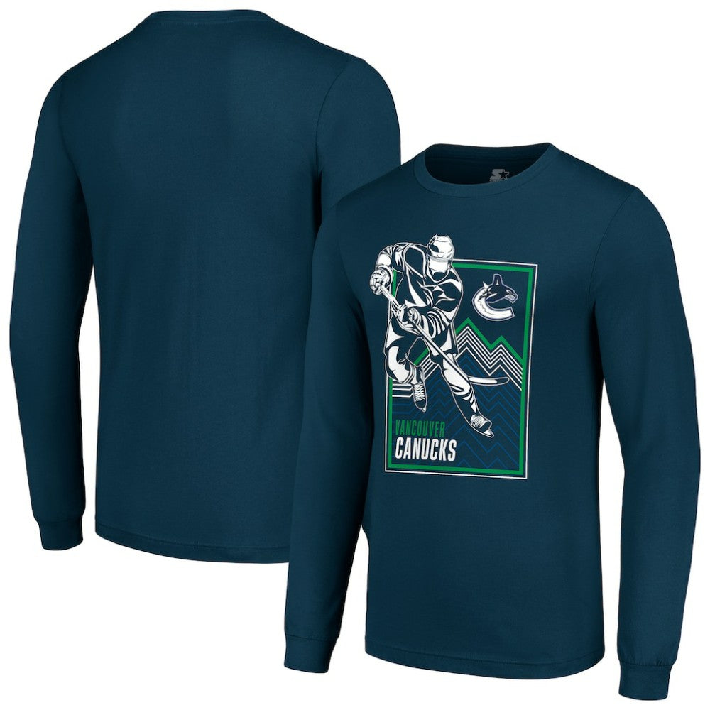 Vancouver Canucks Starter Player Grid Long Sleeve T-Shirt Blue