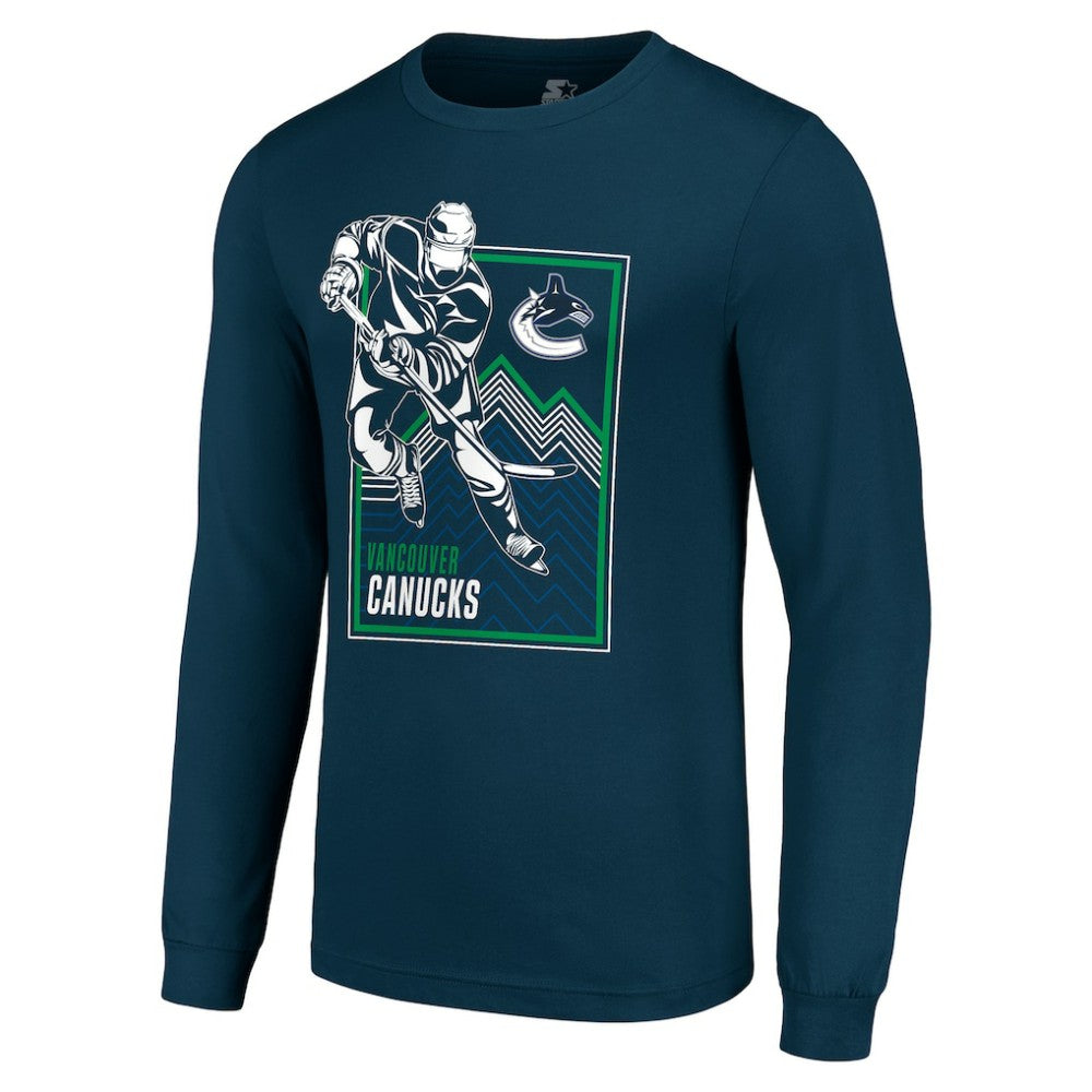 Vancouver Canucks Starter Player Grid Long Sleeve T-Shirt Blue