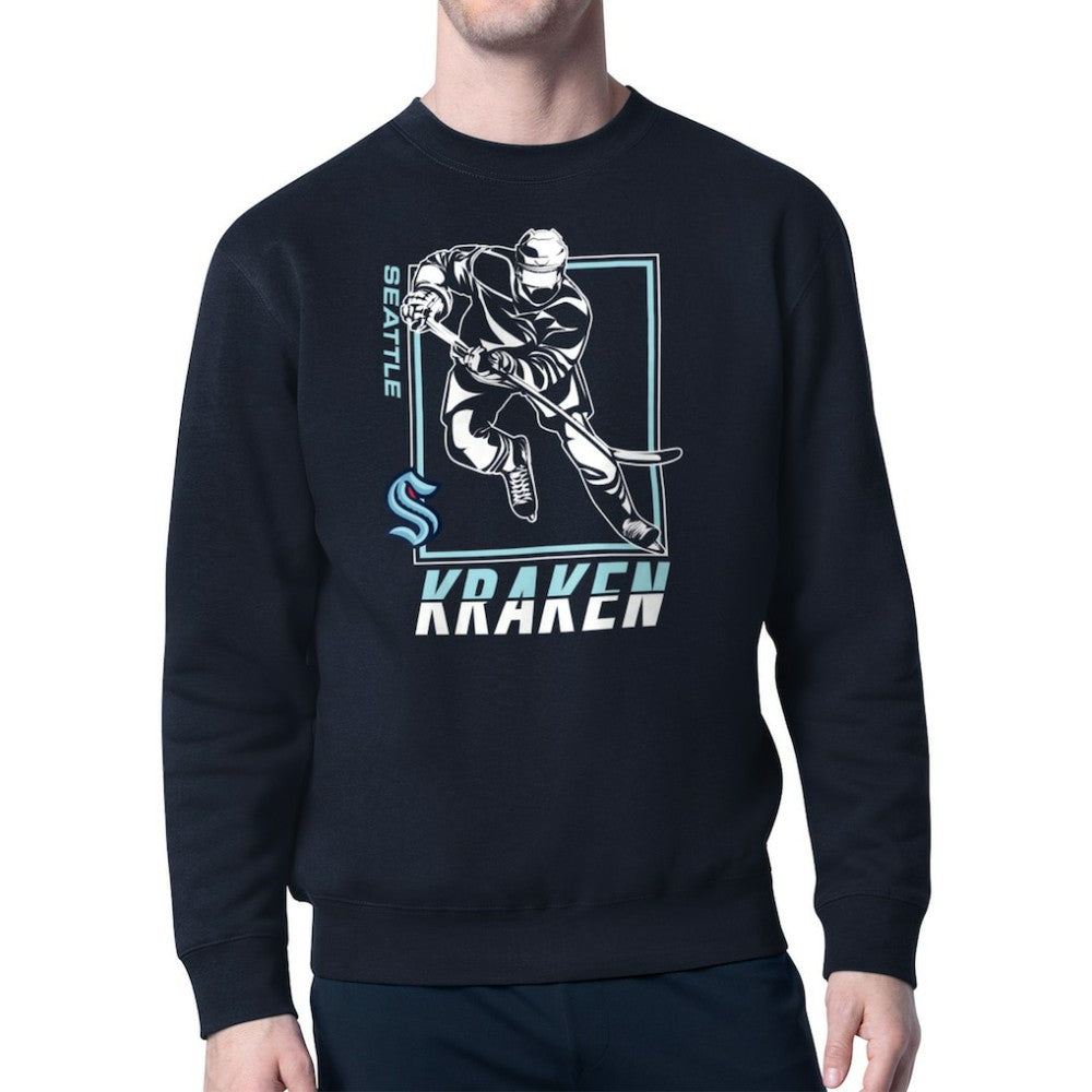 Seattle Kraken Starter Player Grid Fleece Pullover Sweatshirt Deep Sea Blue