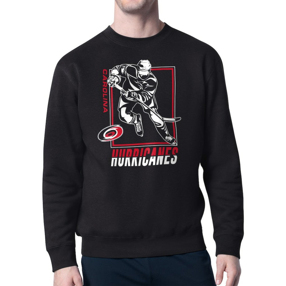 Carolina Hurricanes Starter Player Grid Fleece Pullover Sweatshirt Black