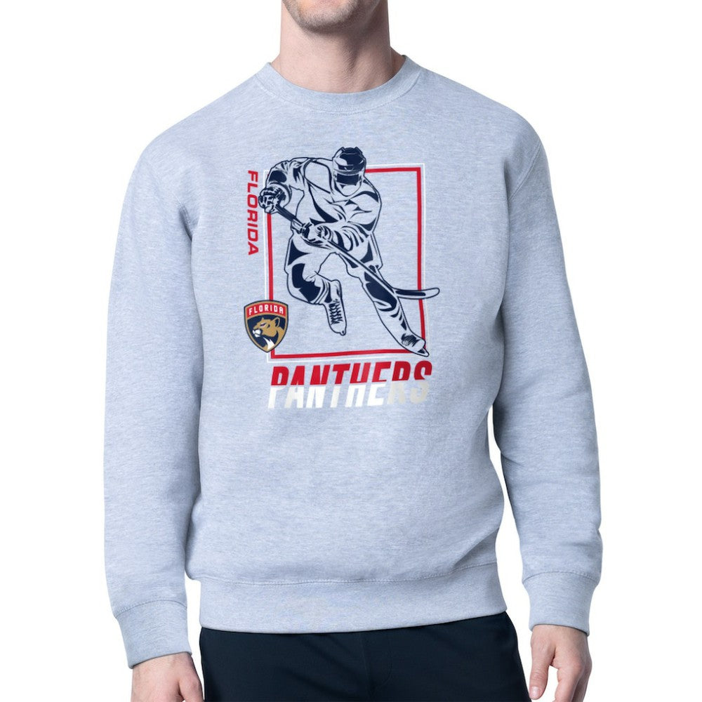 Florida Panthers Starter Player Grid Fleece Pullover Sweatshirt Heather Gray