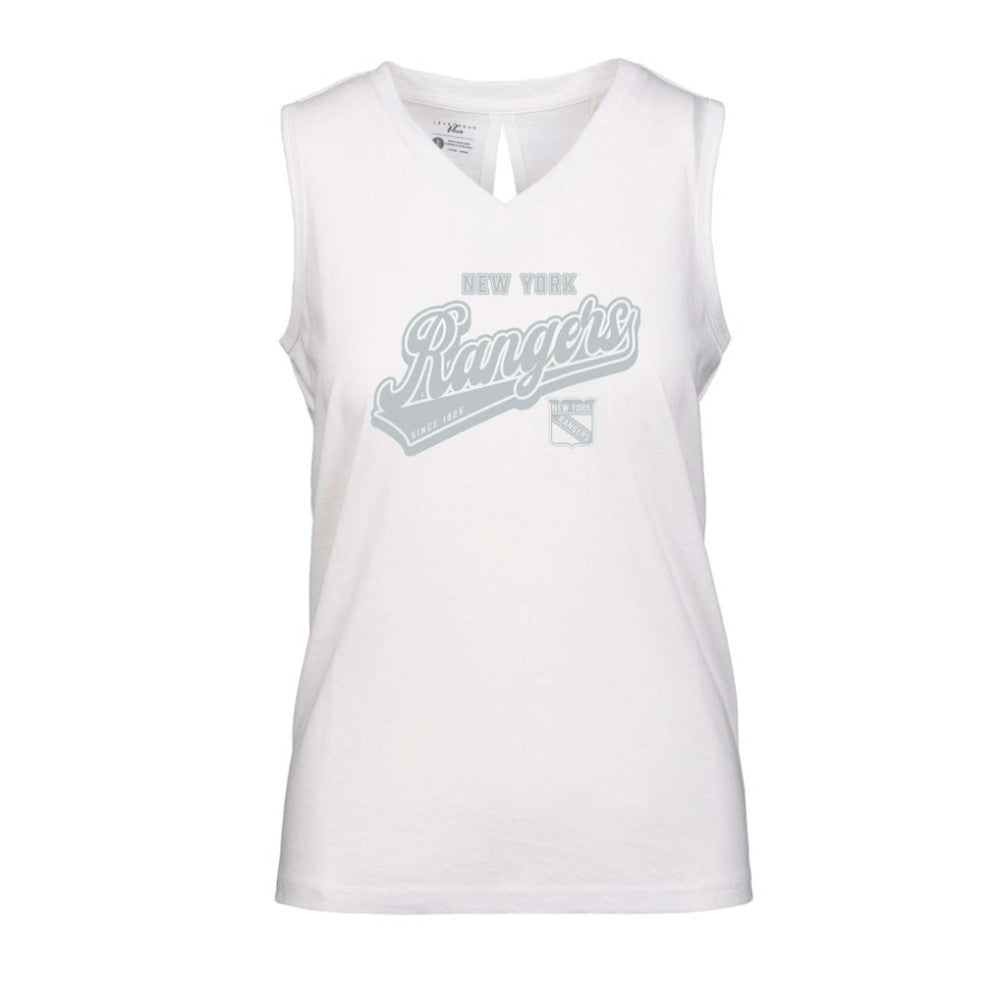 New York Rangers Levelwear Women's Paisley Sweep V-Neck Tank Top White