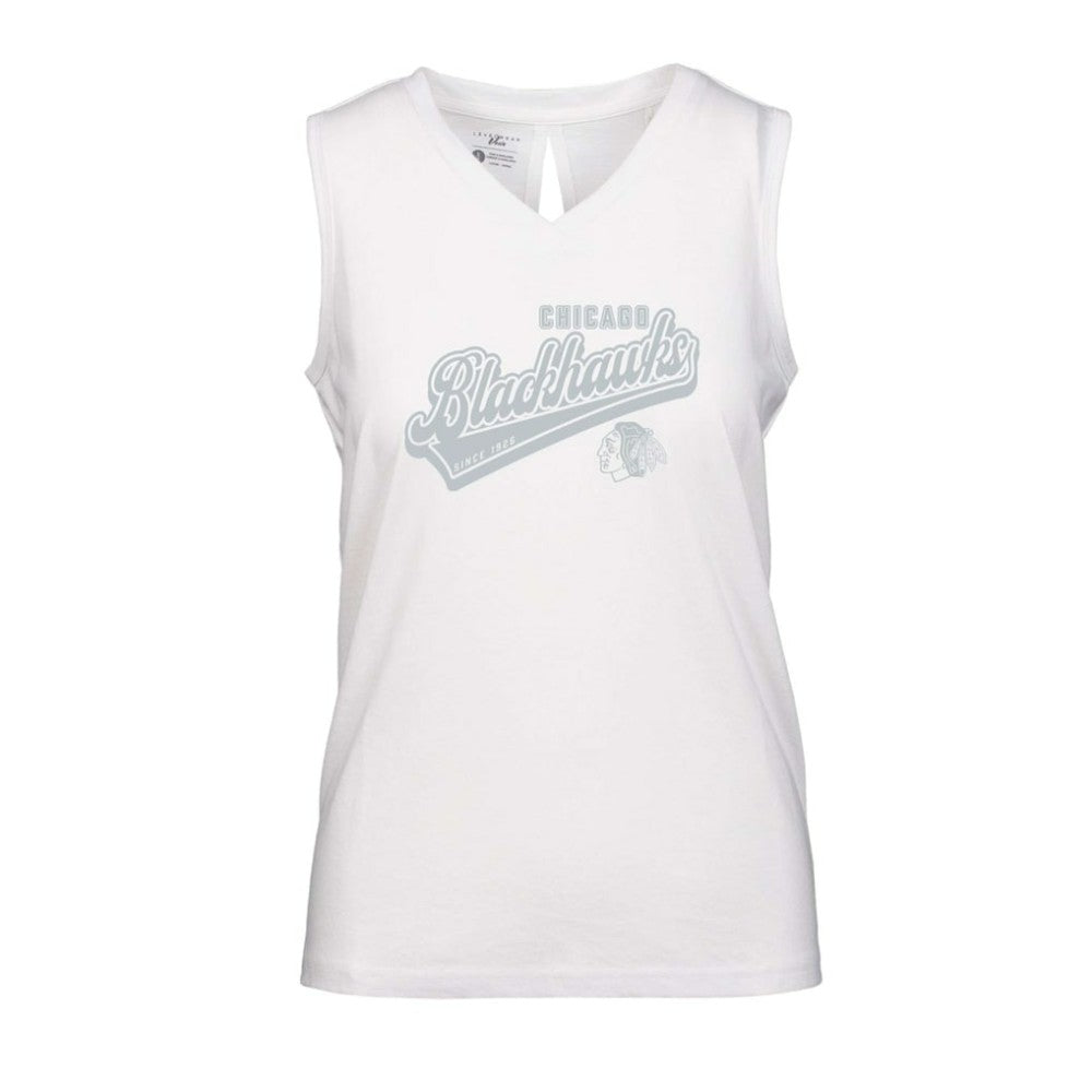 Chicago Blackhawks Levelwear Women's Paisley Sweep V-Neck Tank Top White