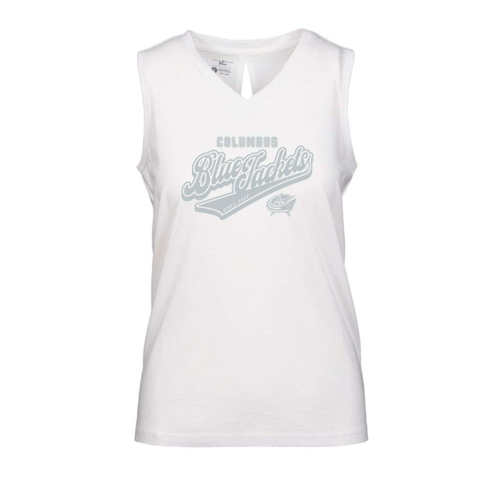 Columbus Blue Jackets Levelwear Women's Paisley Sweep V-Neck Tank Top White