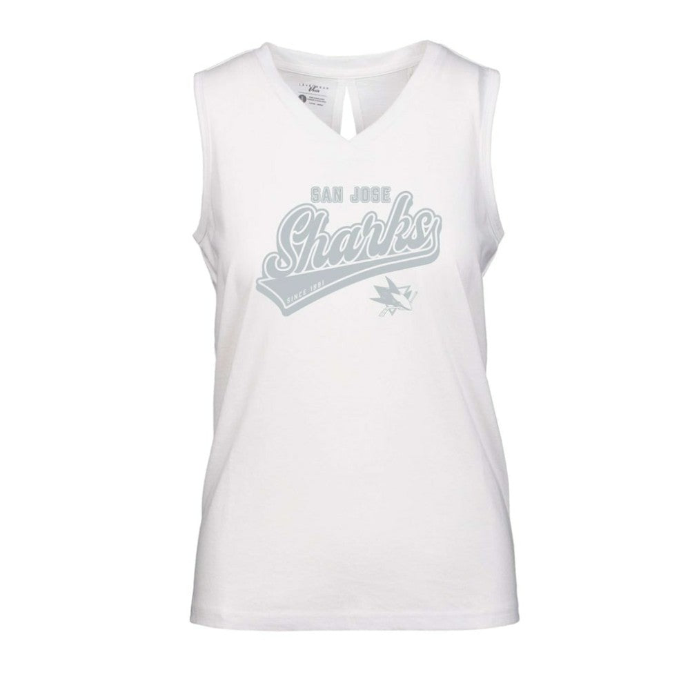 San Jose Sharks Levelwear Women's Paisley Sweep V-Neck Tank Top White