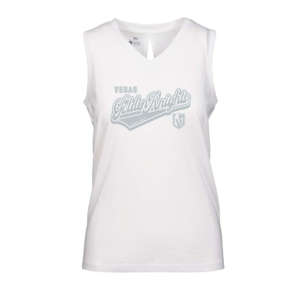 Vegas Golden Knights Levelwear Women's Paisley Sweep V-Neck Tank Top White