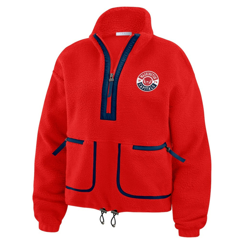 Washington Capitals WEAR by Erin Andrews Women's Polar Fleece Half-Zip Jacket Red