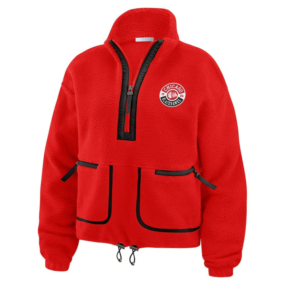 Chicago Blackhawks WEAR by Erin Andrews Women's Polar Fleece Half-Zip Jacket Red
