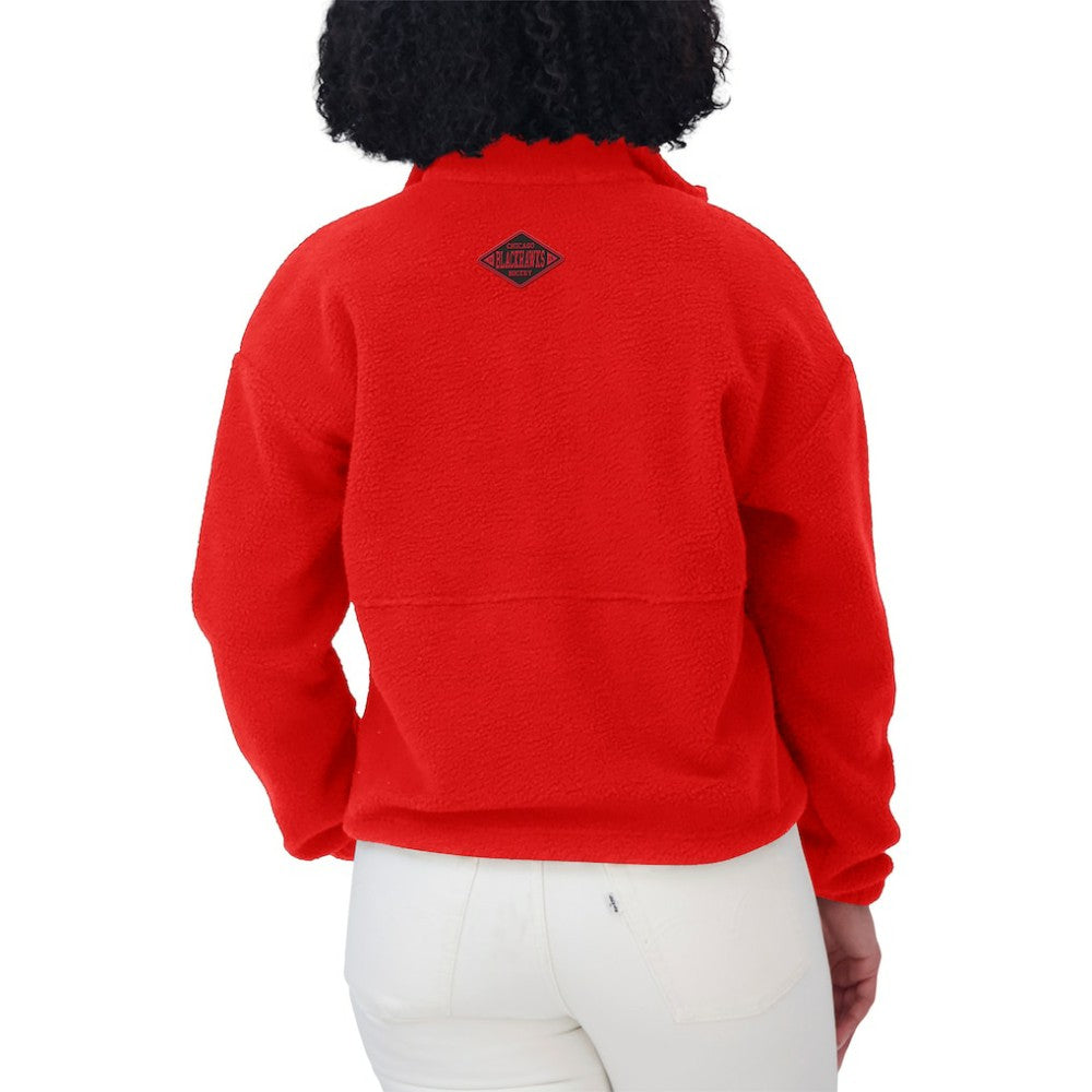 Chicago Blackhawks WEAR by Erin Andrews Women's Polar Fleece Half-Zip Jacket Red