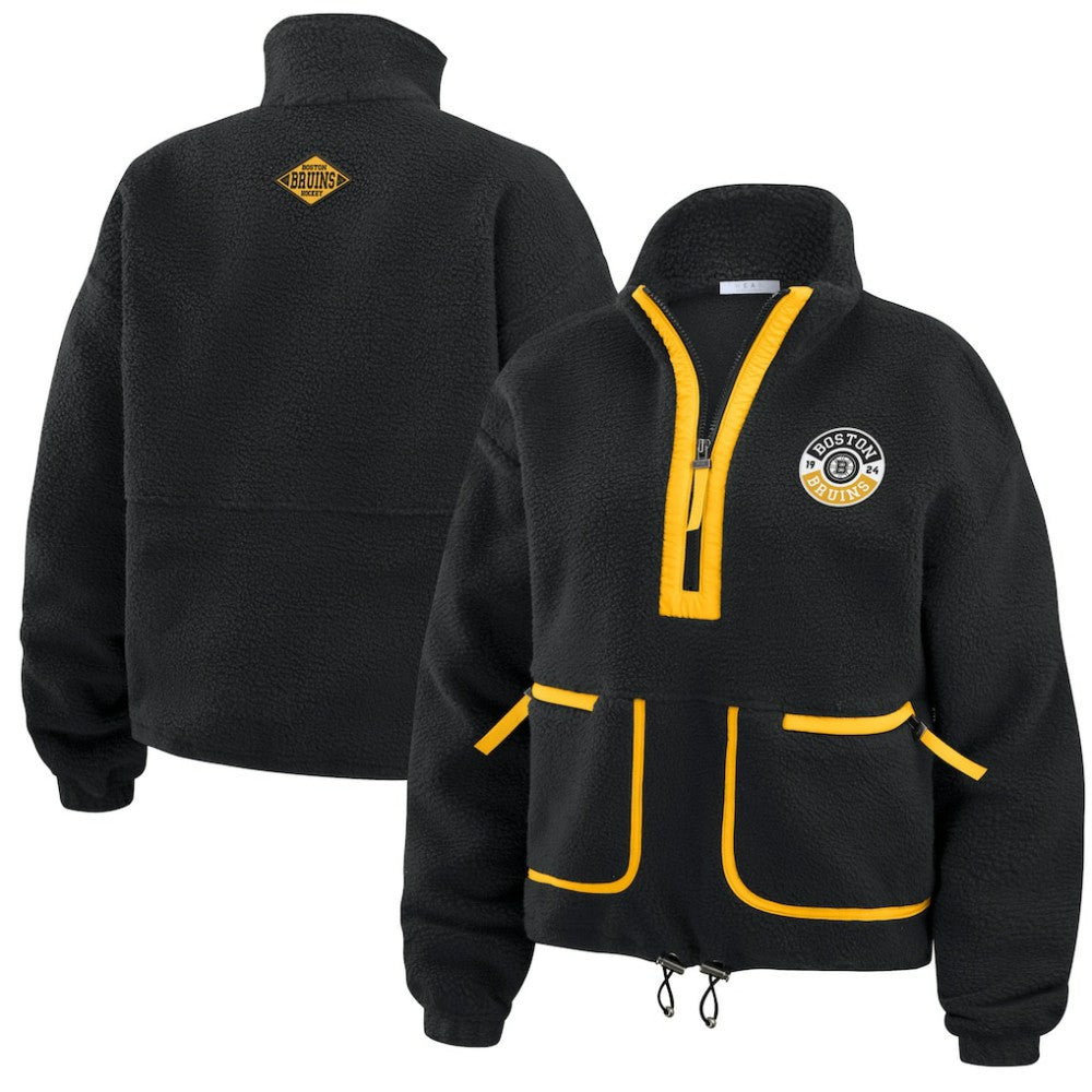 Boston Bruins WEAR by Erin Andrews Women's Polar Fleece Half-Zip Jacket Black