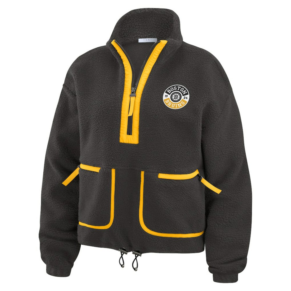 Boston Bruins WEAR by Erin Andrews Women's Polar Fleece Half-Zip Jacket Black
