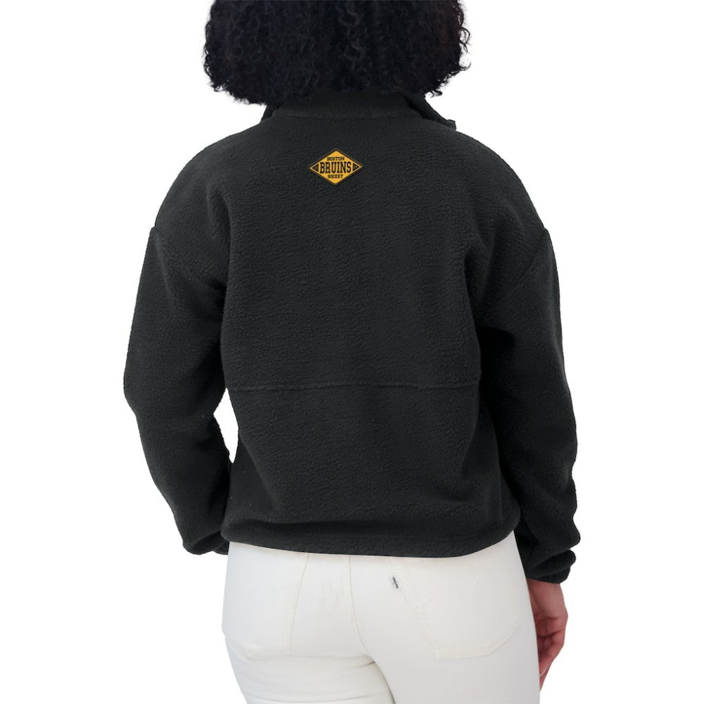 Boston Bruins WEAR by Erin Andrews Women's Polar Fleece Half-Zip Jacket Black