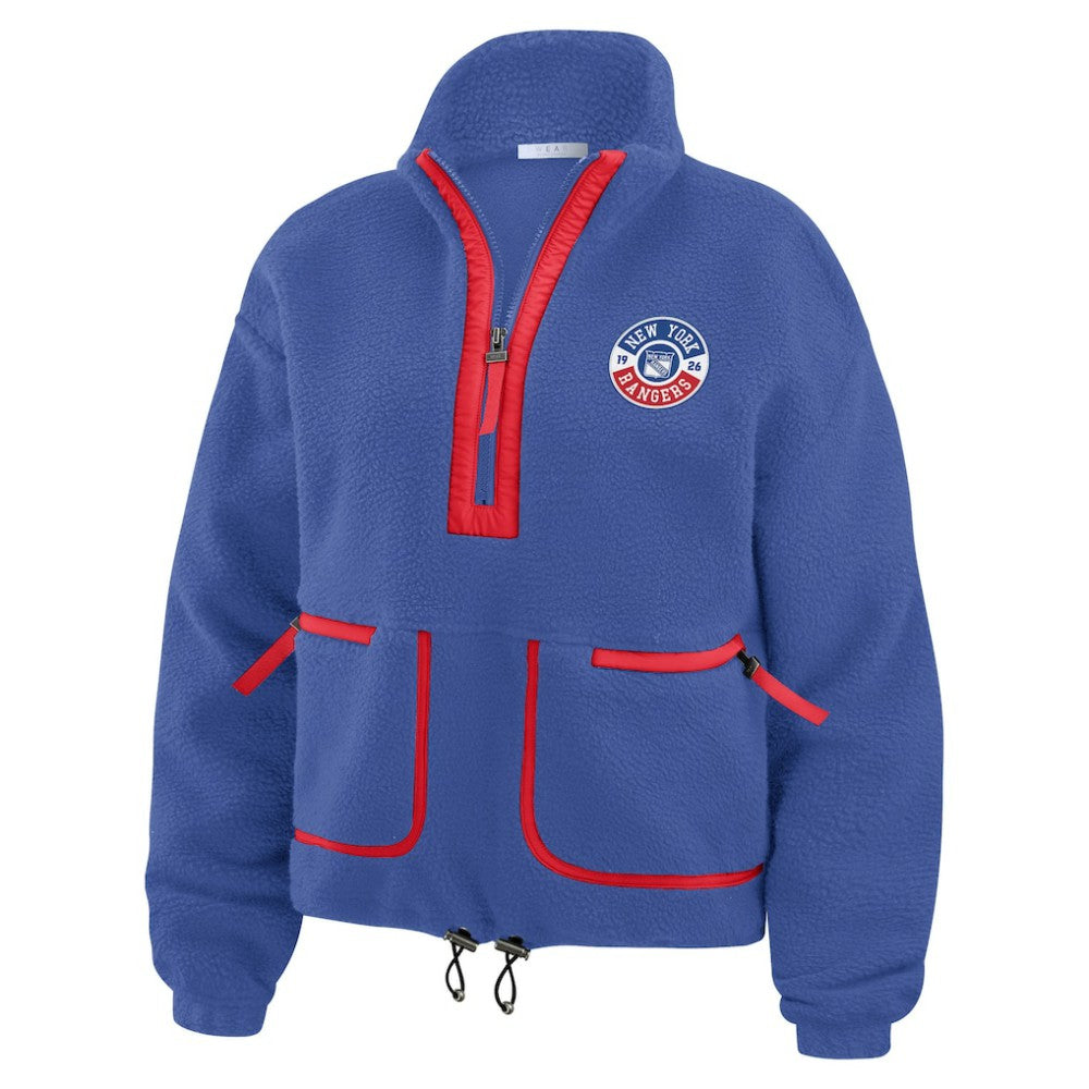 New York Rangers WEAR by Erin Andrews Women's Polar Fleece Half-Zip Jacket Blue