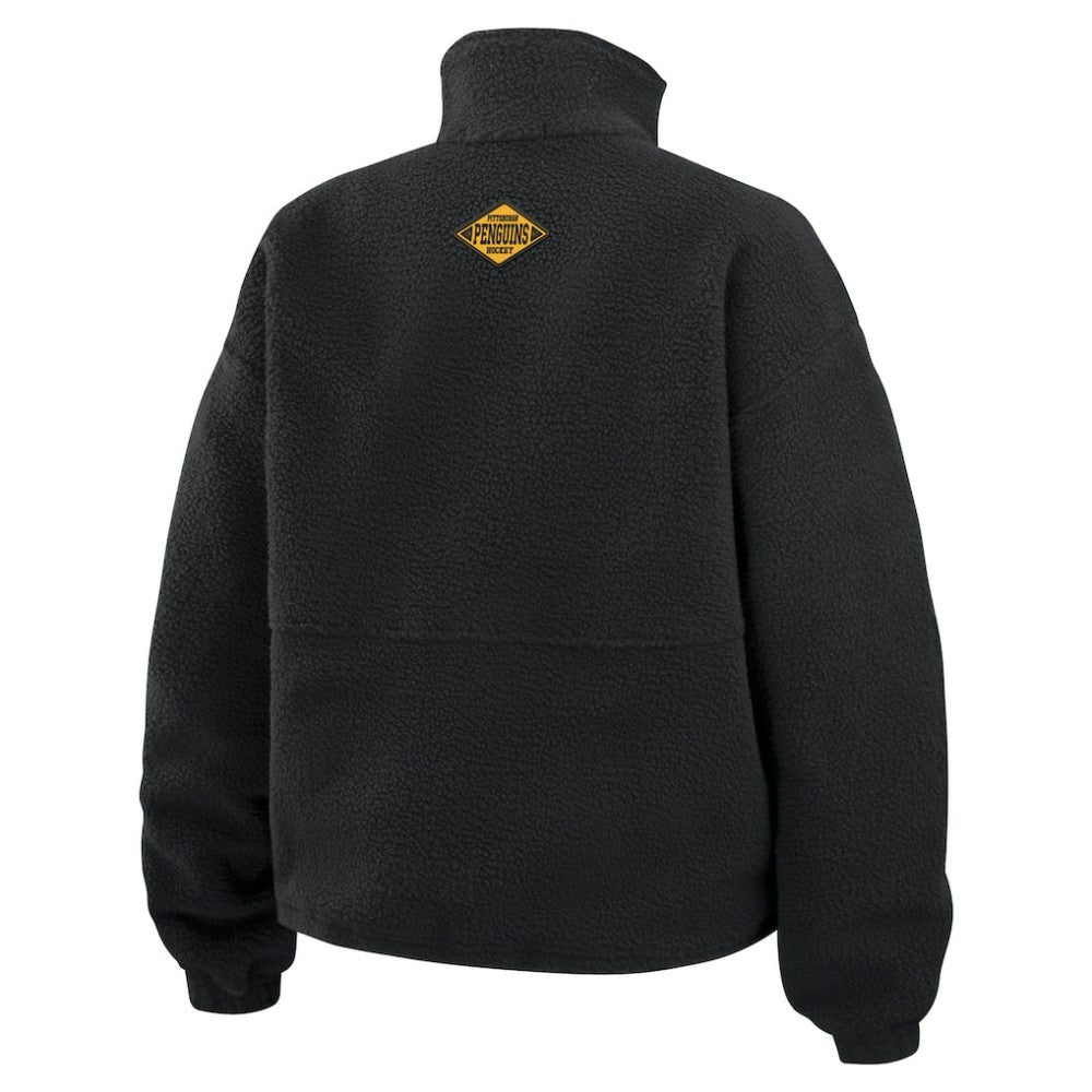 Pittsburgh Penguins WEAR by Erin Andrews Women's Polar Fleece Half-Zip Jacket Black