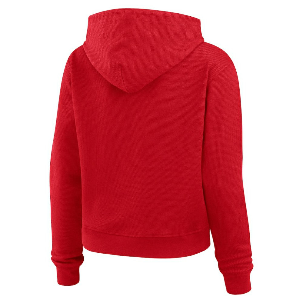 Chicago Blackhawks WEAR by Erin Andrews Women's Waffle-Knit Pullover Hoodie Red