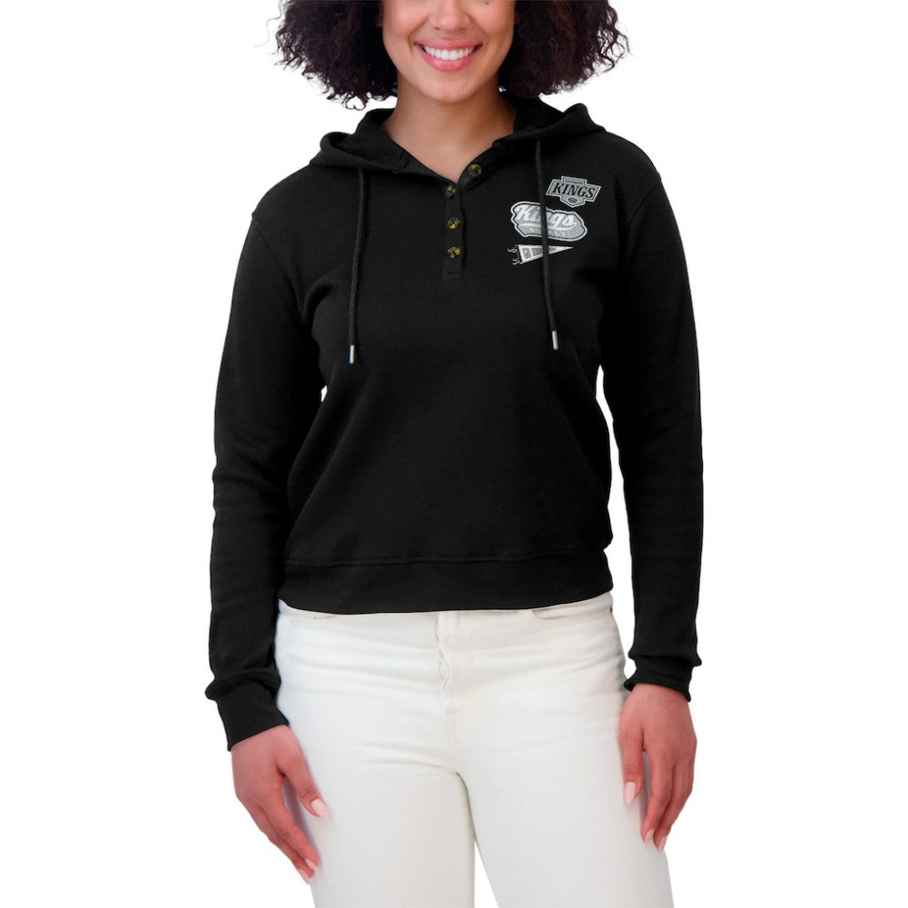 Los Angeles Kings WEAR by Erin Andrews Women's Waffle-Knit Pullover Hoodie Black