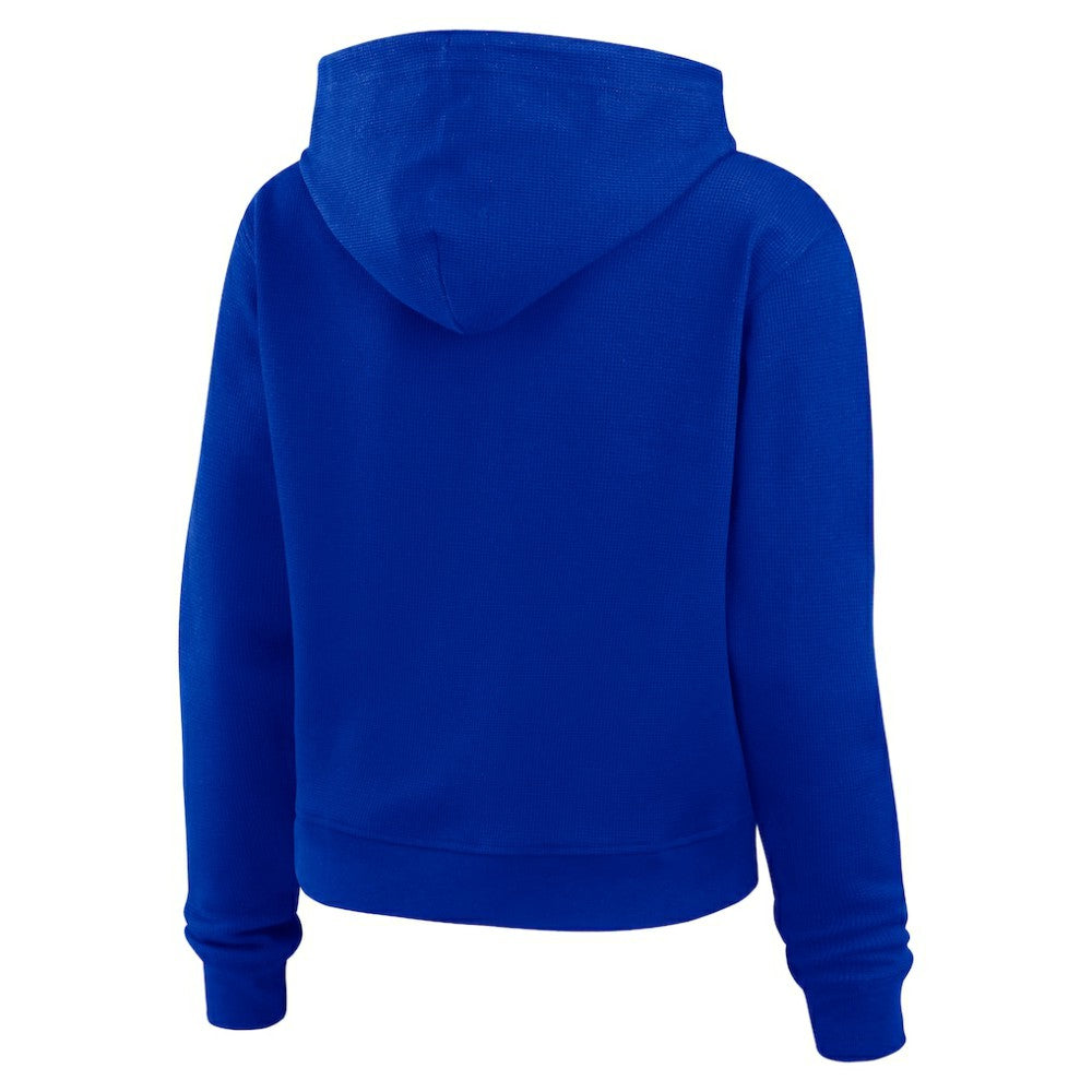 New York Rangers WEAR by Erin Andrews Women's Waffle-Knit Pullover Hoodie Blue
