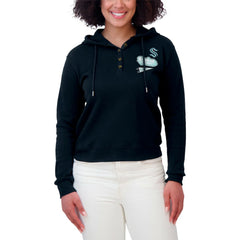 Seattle Kraken WEAR by Erin Andrews Women's Waffle-Knit Pullover Hoodie Deep Sea Blue