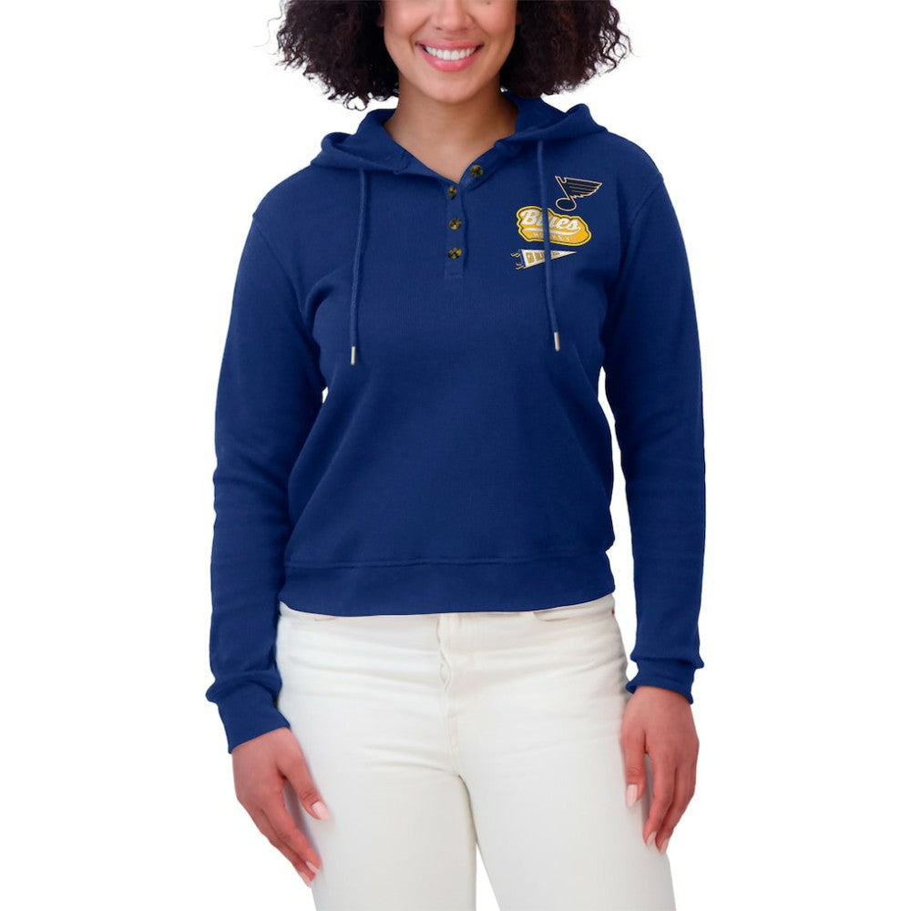 St. Louis Blues WEAR by Erin Andrews Women's Waffle-Knit Pullover Hoodie Blue