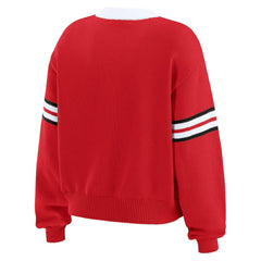 Chicago Blackhawks WEAR by Erin Andrews Women's Cropped Lace-Up Sweater Red