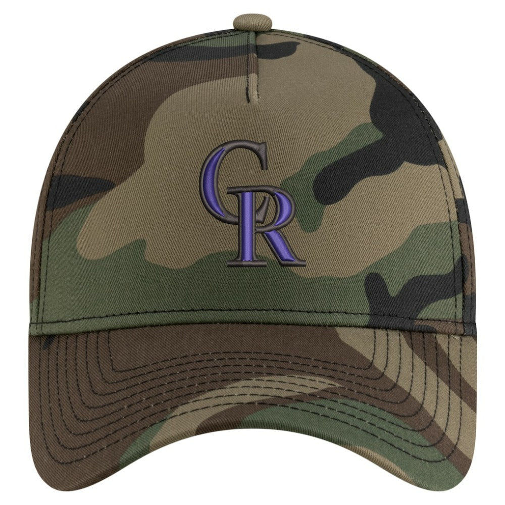 Colorado Rockies Woodland Team Pop 9FORTY A-Frame Adjustable Hat Camo | New Era