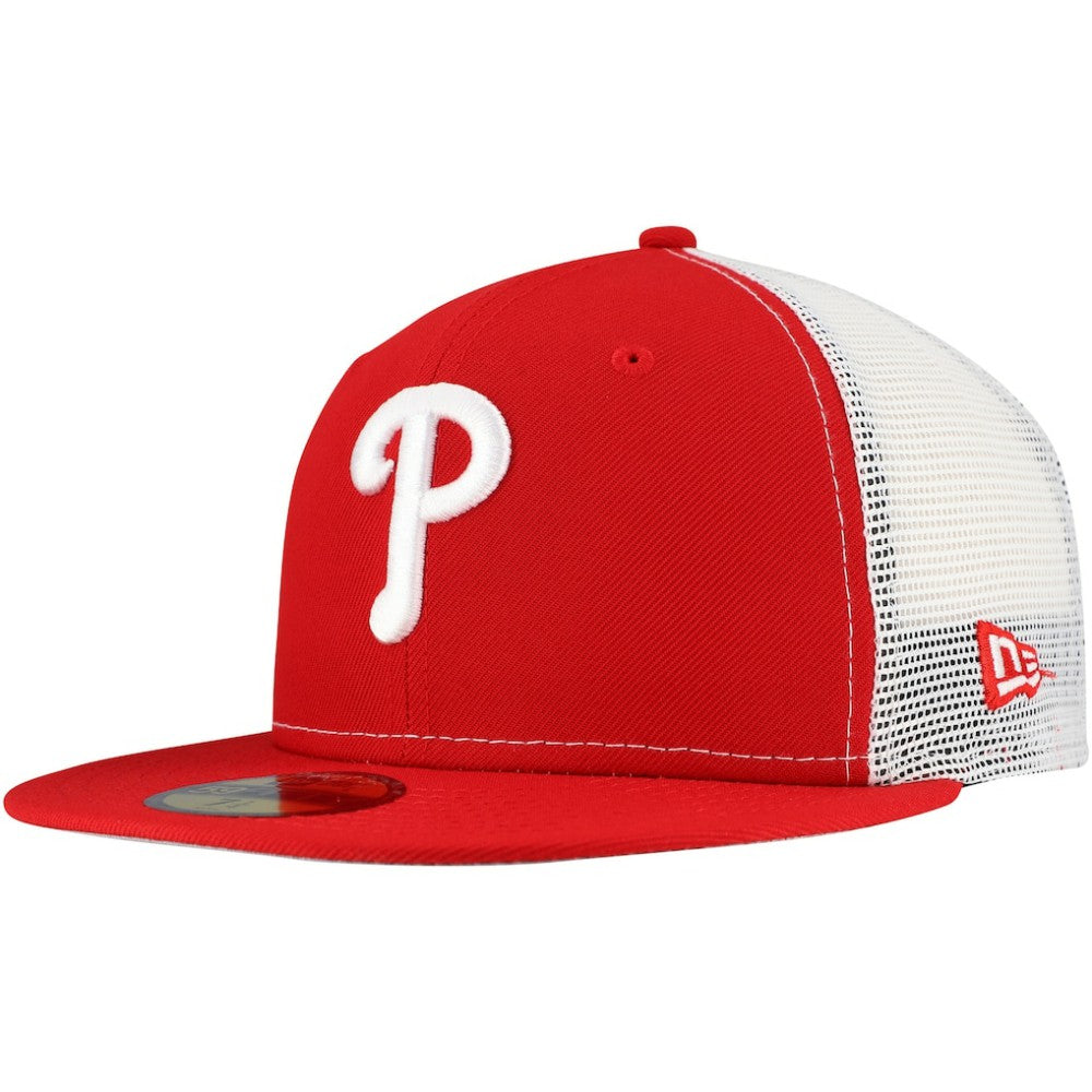 Philadelphia Phillies Team Color 59FIFTY Trucker Fitted Hat Red | New Era