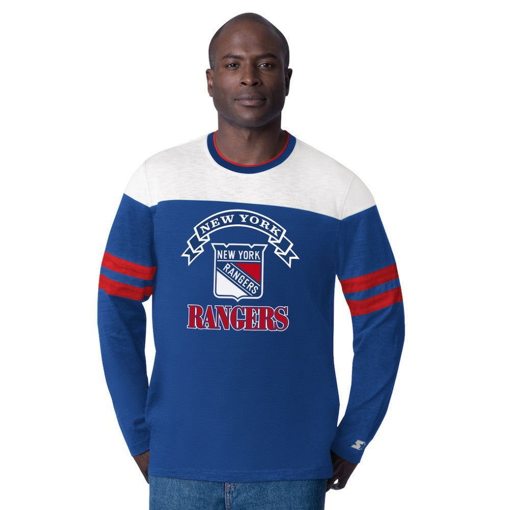 New York Rangers Starter Blitz Durene Long Sleeve T-Shirt Blue