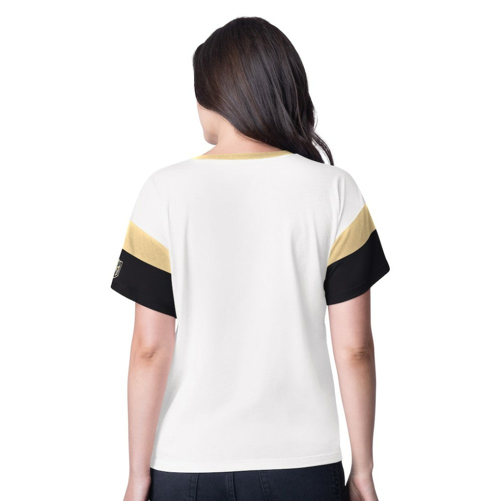 Vegas Golden Knights G-III 4Her by Carl Banks Women's Rink Oversized Rhinestone V-Neck T-Shirt White